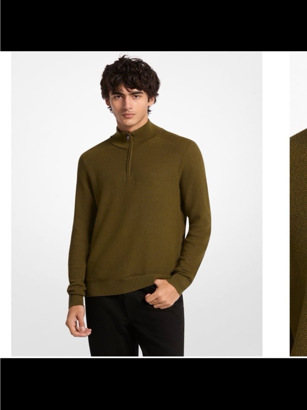 Men's Olive Half-Zip Sweater